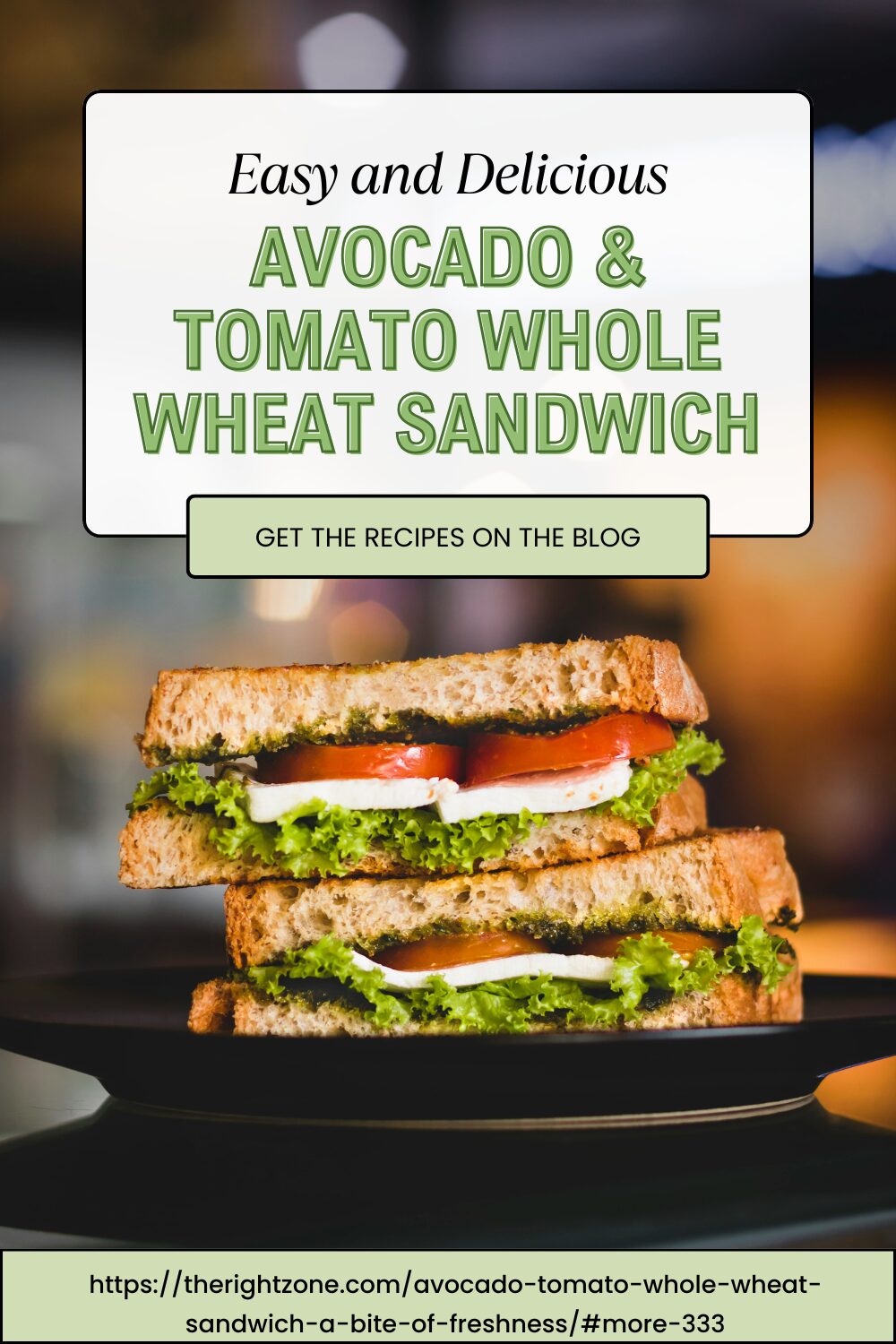 Avocado & Tomato Whole Wheat Sandwich